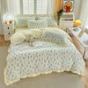 Korean Style Bed Skirt Four-piece Set Pure Cotton Edge Bed Sheet Thickened Plant Cashmere Brushed Skin-friendly Bedding