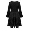 Damen Samtkleid Party Party Langarm A-Linie Layup Freizeitkleid