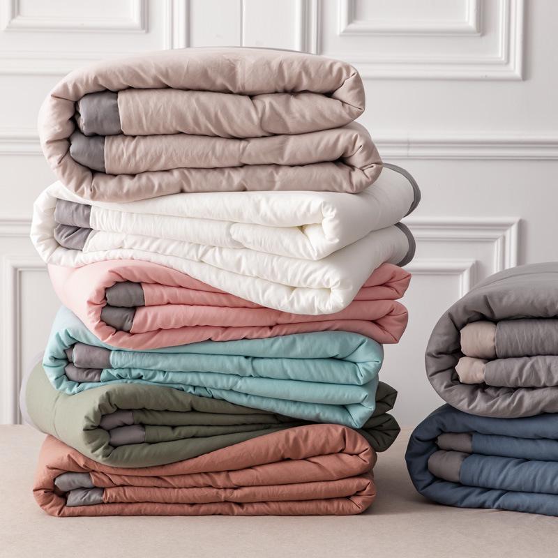 Soft Solid Color Cotton Summer Blanket - Cooling, Skin-Friendly, Lightweight Quilt