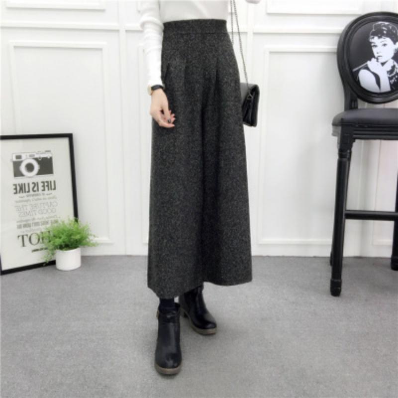 

Woolen Wide Leg Pants For Women Autumn Winter New Style Fashion High Waist Loose Korean Style Slim Straight Cropped Pants S сірий колір