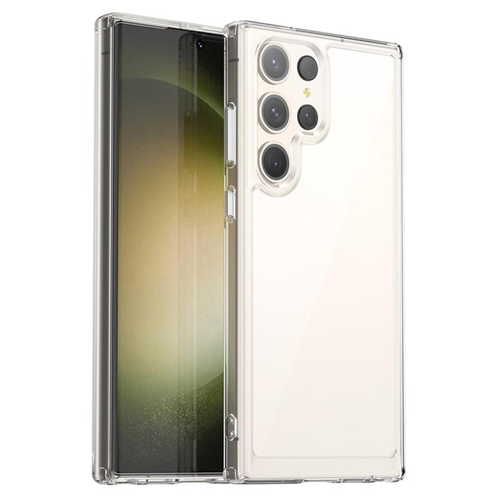 WANLONFENG MF Series for Samsung Galaxy S23 Ultra Case TPU+Acrylic Clear Phone Cover with Tempered Glass Film