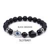Women's Amethyst Pyramid & Hand of Fatima Bracelet with Devil's Eye & Agate Tiger Stone