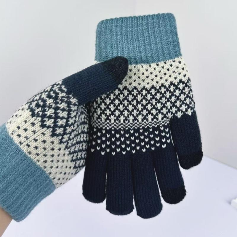 

Перчатки с сенсорным экраном для зимы Двухслойные ветрозащитные вязаные перчатки для мужчин и женщин