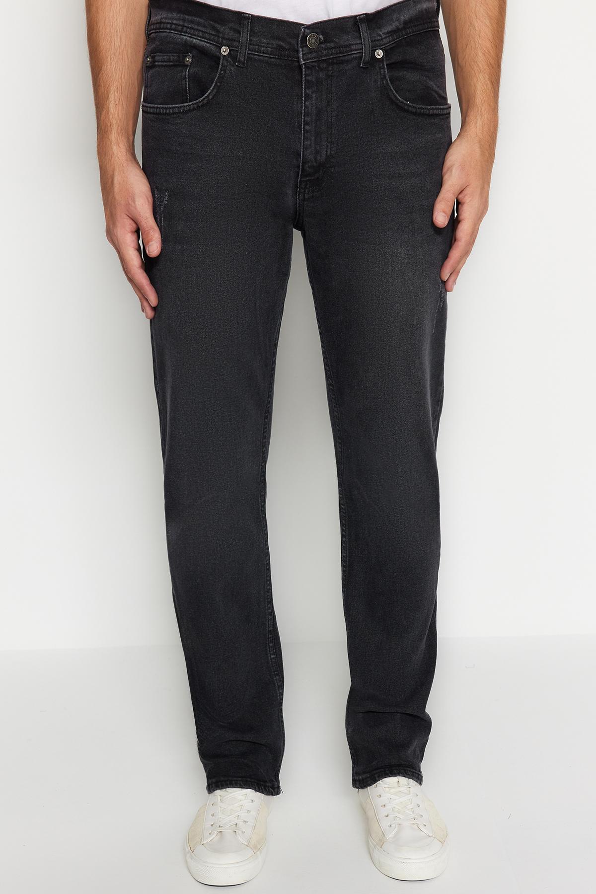 

Мужские черные джинсы обычного кроя с потертостями...