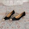 Fashion Metal Head High Heels Women's Summer Fashion Low Heel Commuter Four Seasons Pumps Cat Heel Daily Women's Shoes Mid Heel Pumps