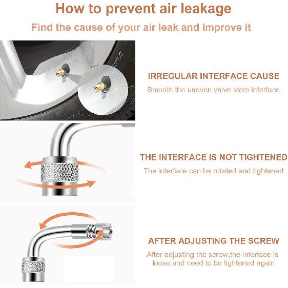 Valve Stem Extenders,4Pcs 7Inch/180mm Dual Flexible Stainless Steel Braided Valve Stem Extensions,6Pieces 45 90 135 Degree Brass Valve Adaptors for