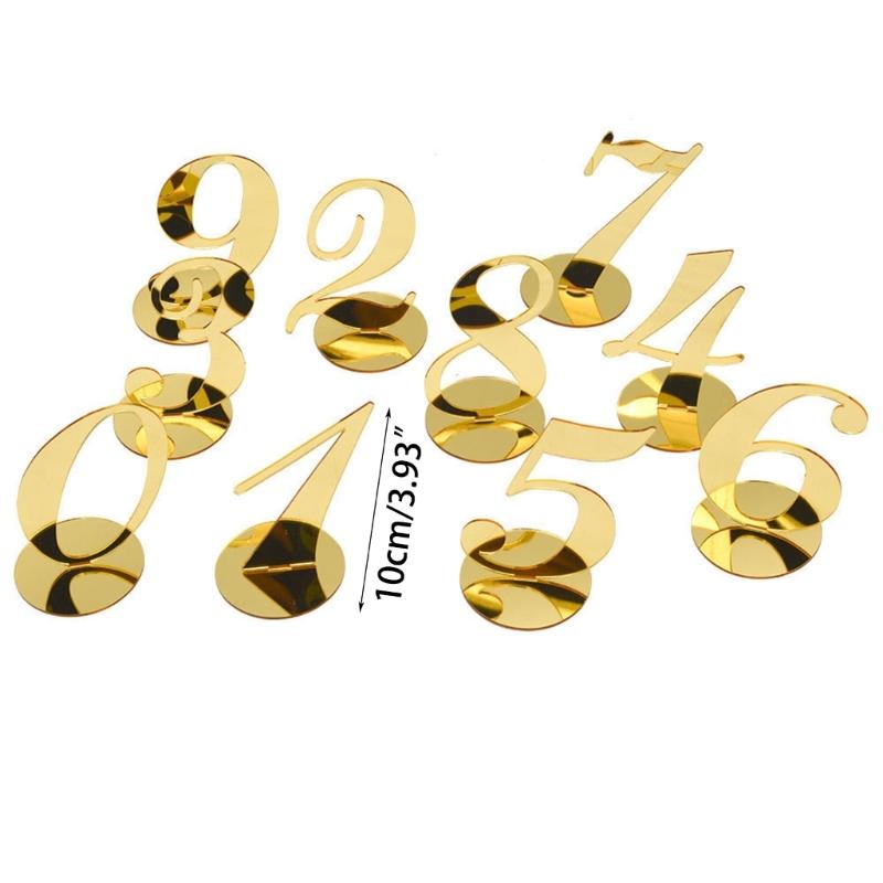 10pcs Wedding Table Numbers Gold Mirror Acrylic Signs Reception Number Decor X3UC