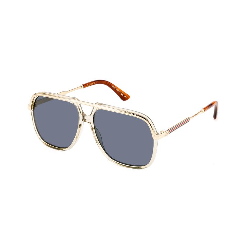 GUCCI Large Frame Round Face Fashion UV Protection Plate Frame Aviator Sunglasses Men's Transparent Off-White