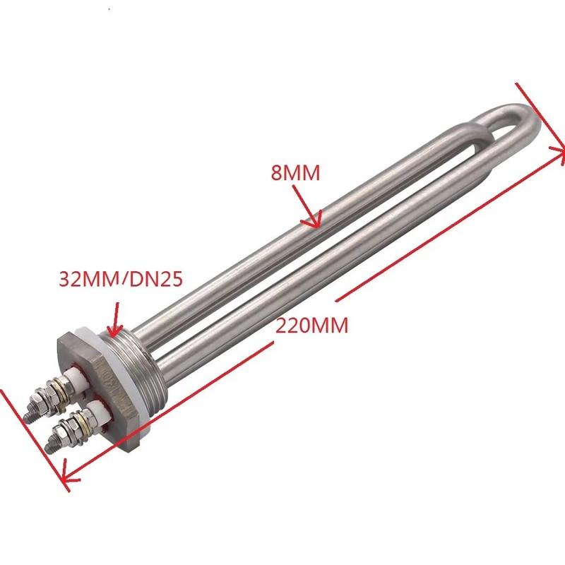 DERNORD DC Water Heater 48V 3000W/1200W/1500W DN25 Immersion Heating Element 1"BSP Tubular Electric Heater SUS304