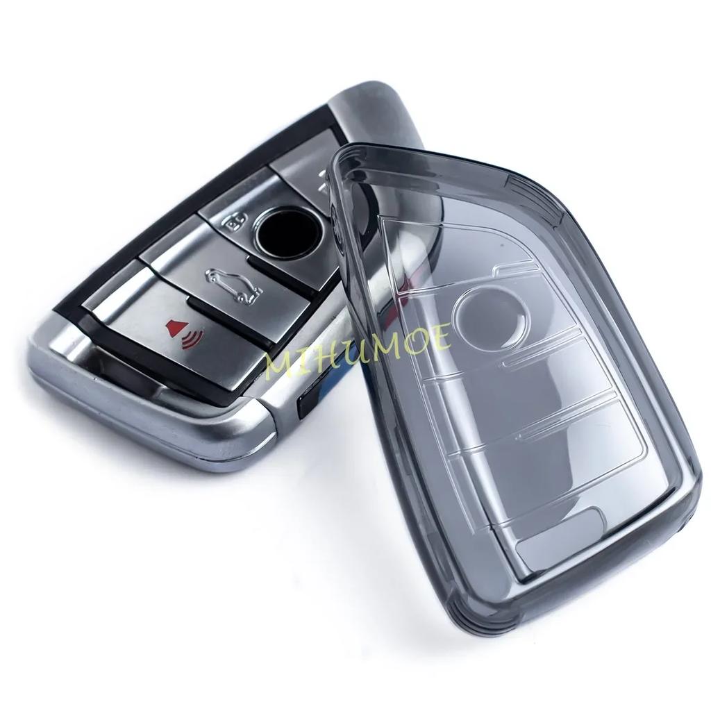 For BMW G20 G21 G22 G30 G31 F48 F39 G01 G05 G06 G07 G14 F40 F44 Black Transparent Key Fob Case Cover Keychain Light Thin