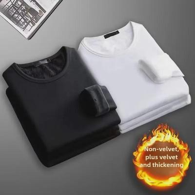 Men's Velvet Thermal Underwear: Thick, Warm, and Stylish Long-Sleeve Top In Large Sizes for Fall and Winter.