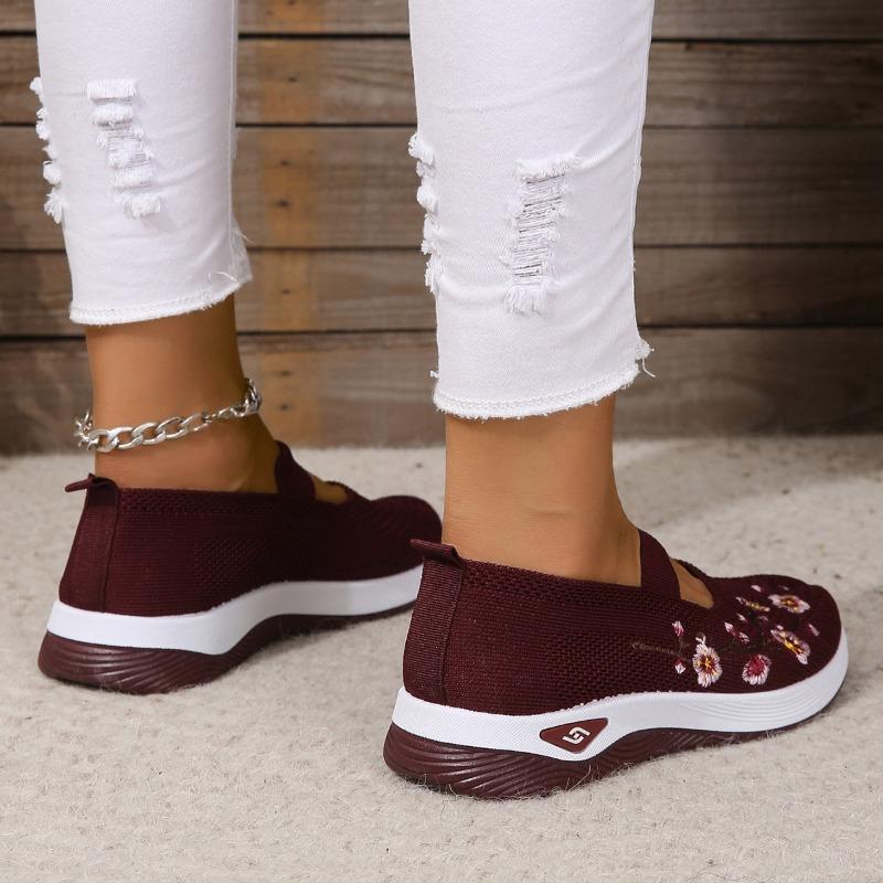 2024 Casual Shoes for Women Flat Ladies Shoes Non-slip Soft Sole Loafers Breathable Mesh Embroidery Comfort Lightweight Sneakers