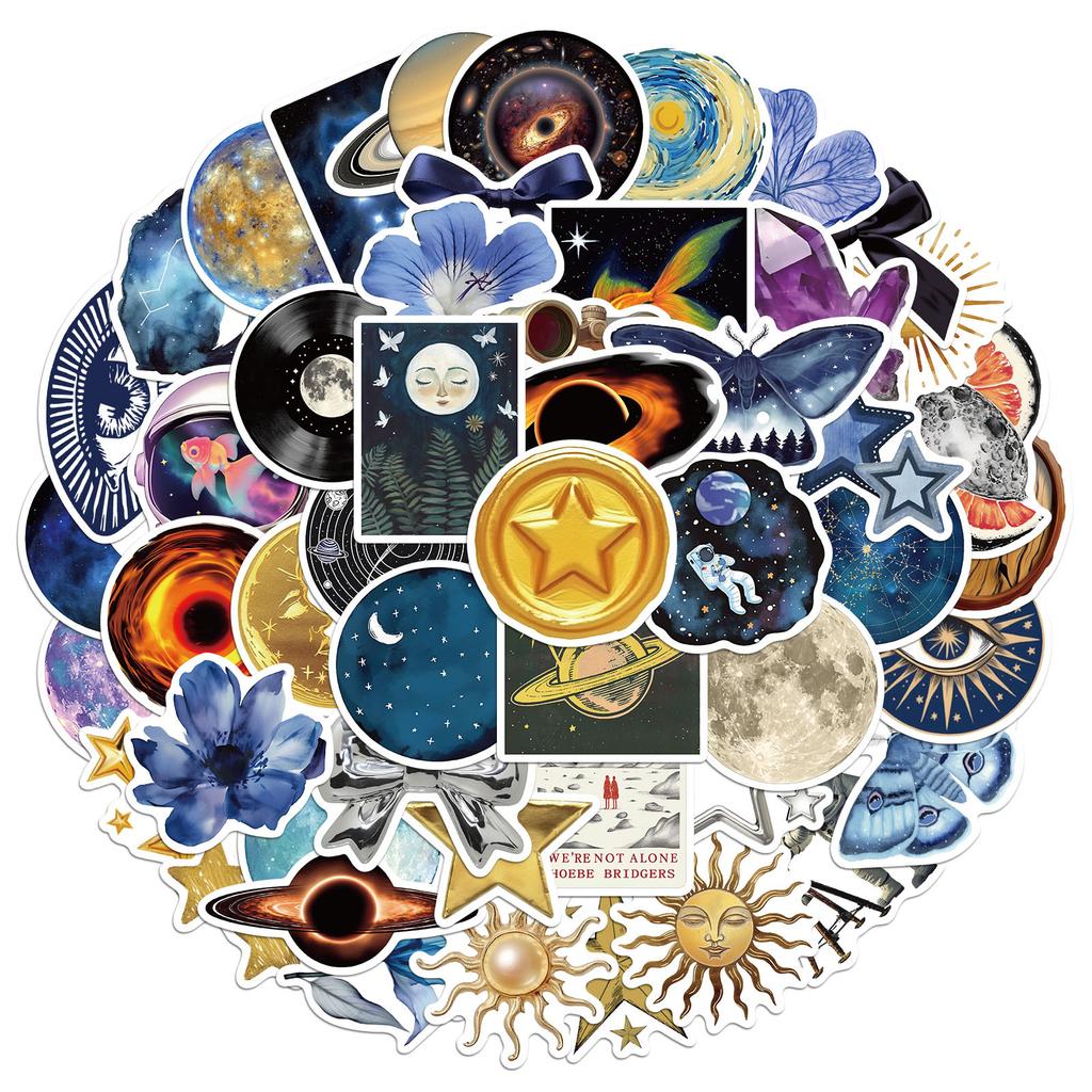 50 Stück Universum Planet Kunst Ästhetik Aufkleber DIY Handy Gitarre Laptop Notizbuch Koffer Tasse Wasserdichter Aufkleber Kinderspielzeug