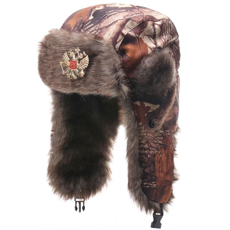Winter Warm Military-Style Beanie Hat With Ear Flaps Outdoor Windproof Cap Men Women Forest Camo