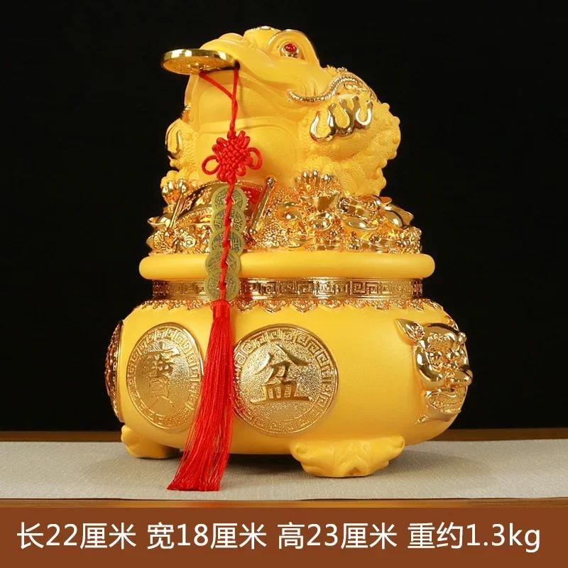 Chinese Golden Toad Sculpture Resin Ornaments Piggy Bank Crafts Living Room Wine Cabinet Decorations Opening Gifts Lucky Money