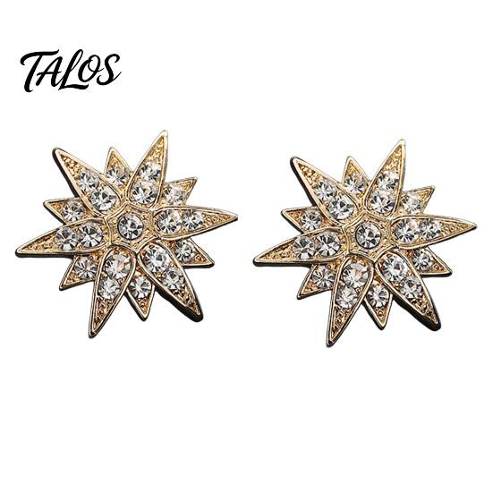 Men Formal Accessory 1/2Pcs Double-Layered Eight-Pointed Star Lapel Pin with Rhinestones, Thickened Alloy Decorative Brooch Safety Buckle for