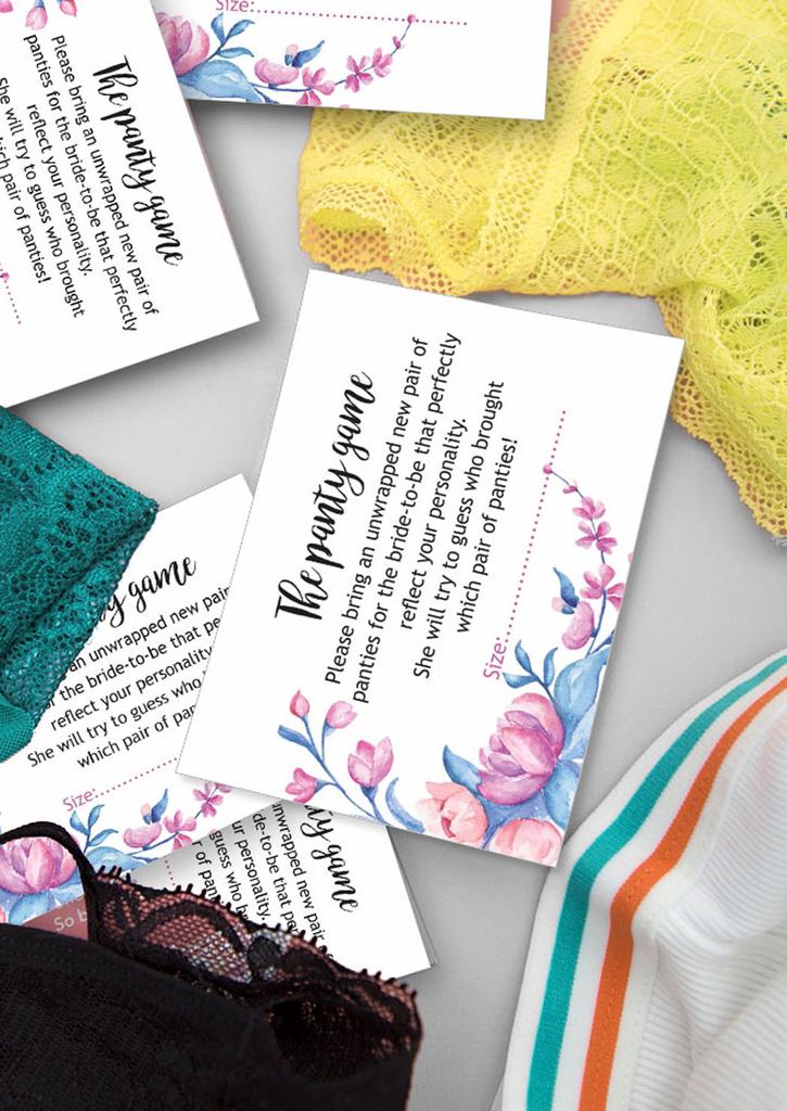 Inkdotpot White Girls Night Out Bachelorette Party Panty Game Floral Bridal Shower Game 1 SignA    30 Size