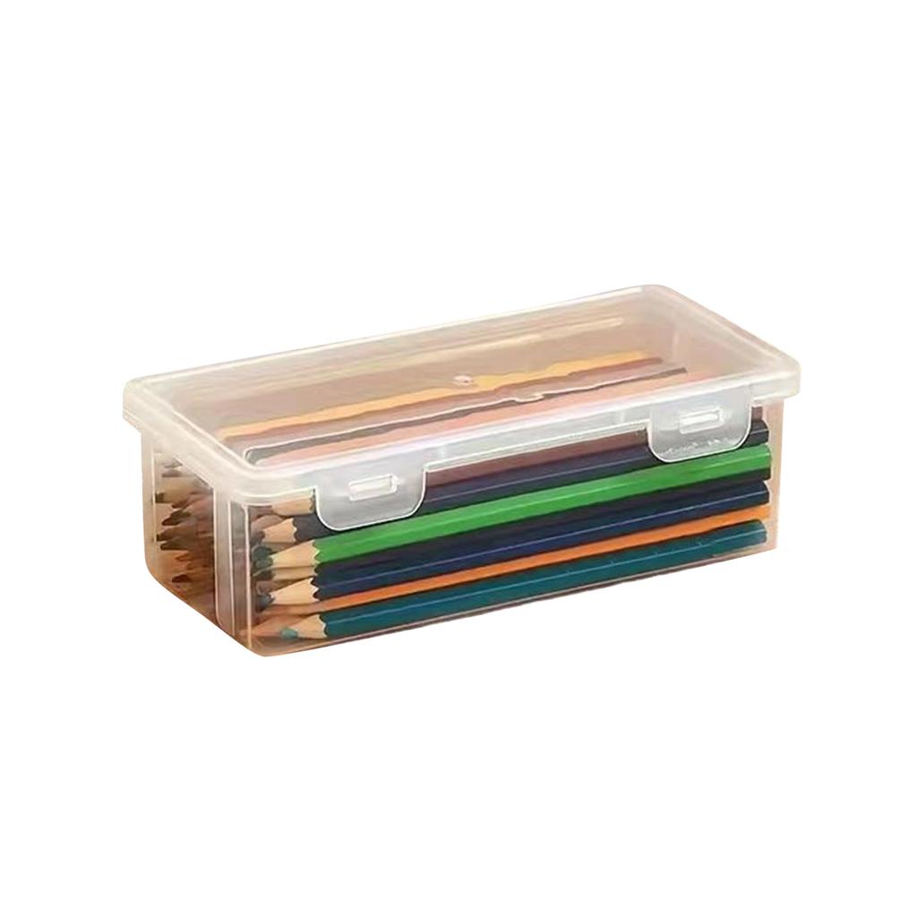 Pencil Storage Box, Transparent Stationery Box, Plastic Children's Desktop Pen Holder, Colored  Crayons, Colored Pen Bag, Marker Pen