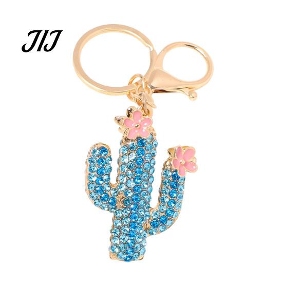 Purse Charm Accessory Bling Rhinestone Cactus Keychain, Pink Flower Keychain Keyring Pendant, Handbags Backpacks