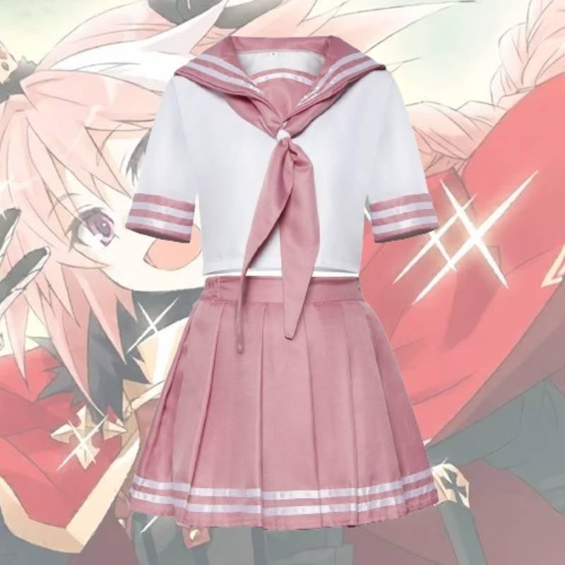 Fate Astolfo Cosplay Sailor Uniform With Butterfly Bow Japanese Student Socks