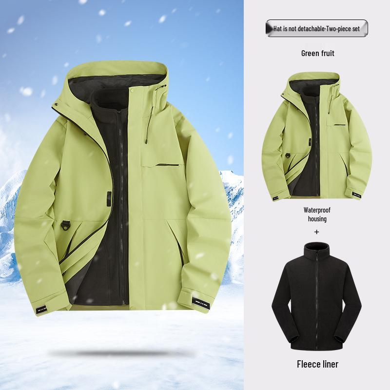 Men's & Women's 3-in-1 Detachable Hooded Jacket - Windproof, Waterproof, for Spring/Autumn Hiking & Mountaineering