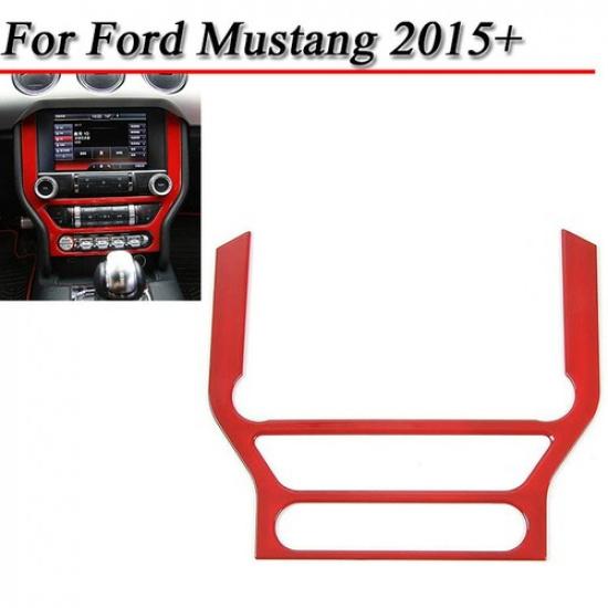 Red Center Console Navigation GPS Screen Panel Cover Trim For Ford Mustang 2015+