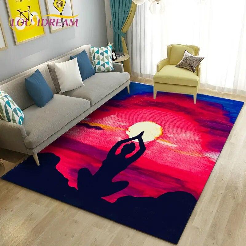 Rainbow 7 Chakra Mandala Bohemia Area Rug,Carpet Rug for Living Room Bedroom Sofa Doormat Decoration,Yoga Non-slip Floor Mat