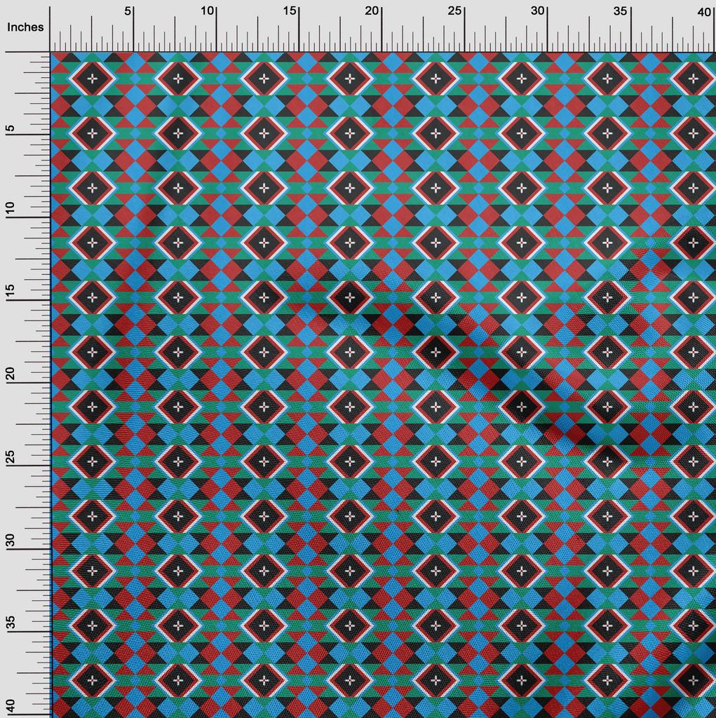 oneOone Cotton Flex Medium Blue Fabric Geometric  Sewing Craft Projects Fabric Prints By Yard 40 Inch