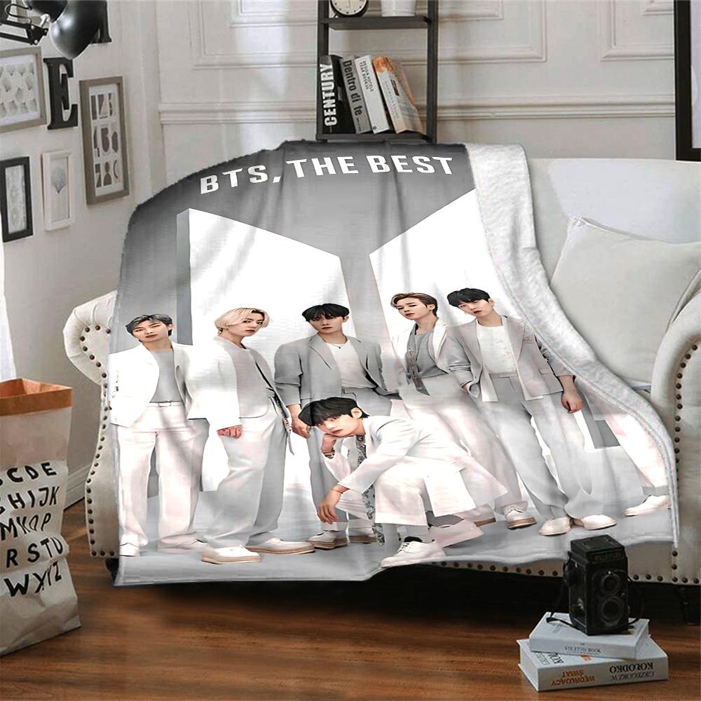1pc Kpop Group Portrait flannel Blanket for Super Soft Cute Comfort Blanket for Travel Bedding Couch Sofa Blanket Y72327
