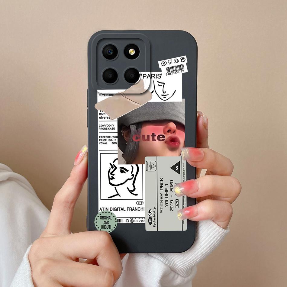 For Huawei Honor X6 X6S X6A Case Cartoon Liquid Silicone Full Coverage Anti Drop Phone Shell For HonorX6 X 6 X6 S A Bumper Funda