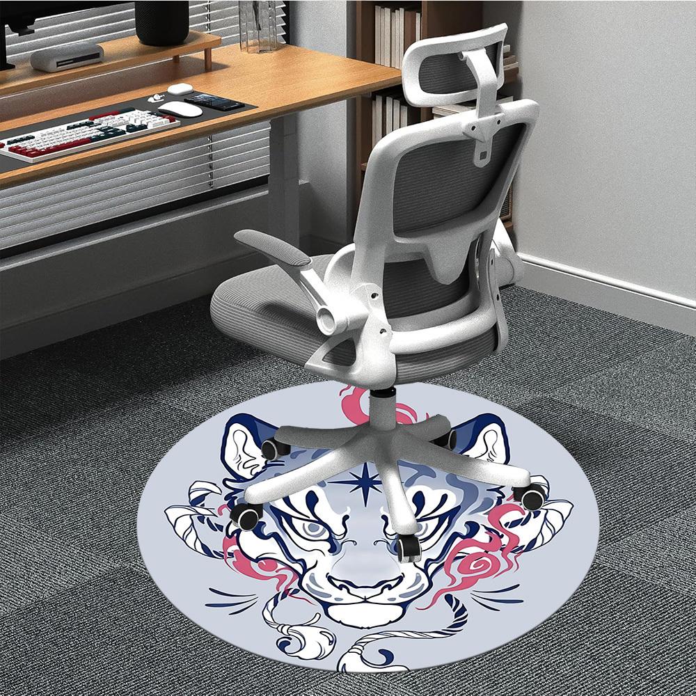 1pc Tiger Tattoo Office Round Area Rug, Indoor Mat Suitable For Office, Under Office Chairs Bedroom Living Room Home Decor, Room Deco