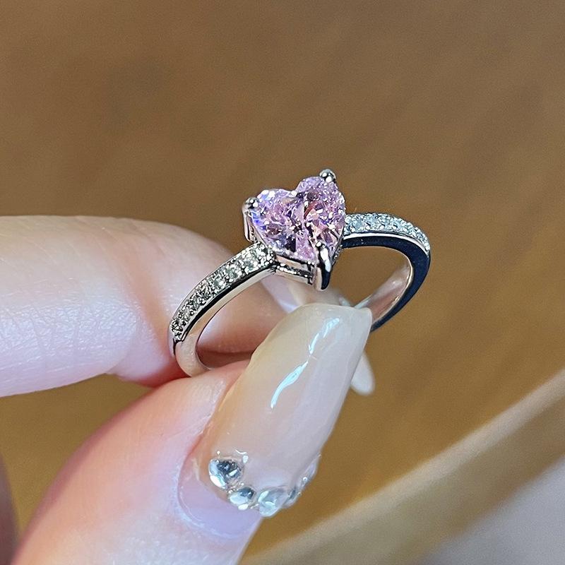 Niche Design, Advanced Sense, Gentle Love, Simple Zircon Ring, Exquisite Fashion, Personalized Index Finger Ring Adjustable opening