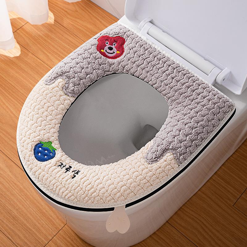 

2025 New Home Winter Toilet Mats Cushion Cute Bear Warm soft Toilet Seat pad Cover Four Seasons Universal WC cape Potty case сірий колір