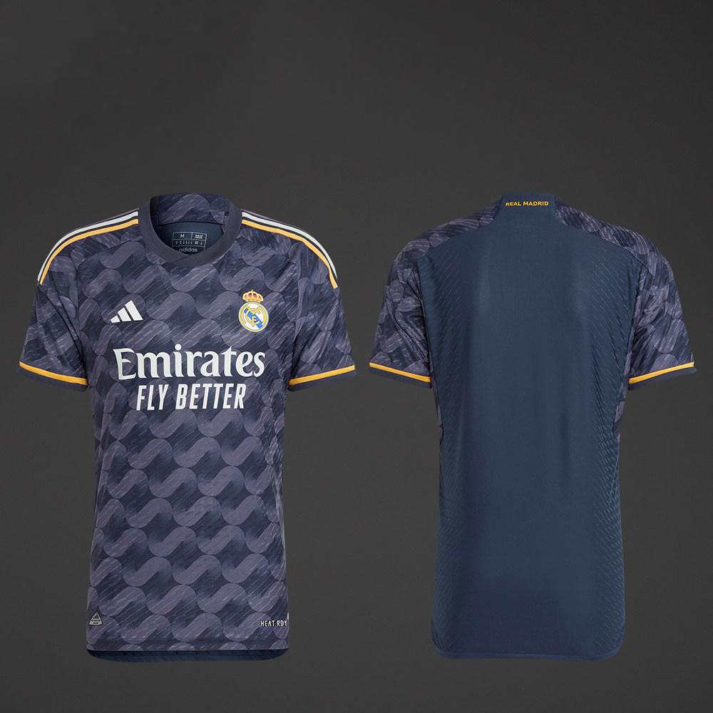 Adidas Real Madrid T-shirt Lettering Short-sleeved Children's Football Uniform Ink Blue Youth