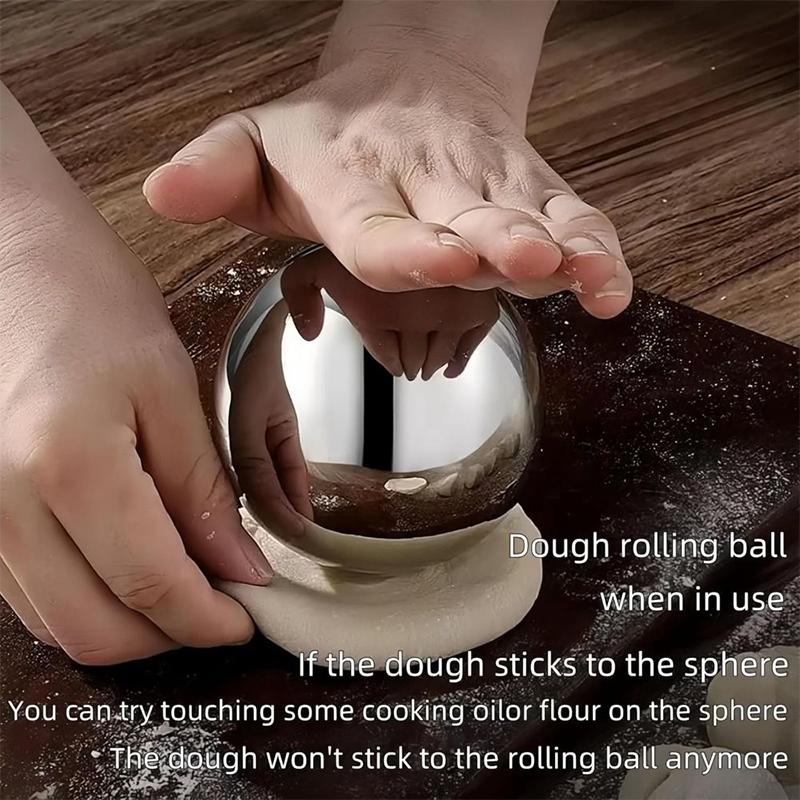 Non stick Stainless Steel Dough Rolling Ball Tool Smooth Surface for Pizza Pastry Bakery Kitchen Cooking