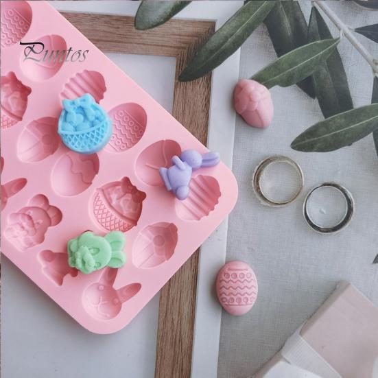 18 hålrum Hållbar matkvalitet enfärgad tårtform påskägg Kaninfestival Fest dessertframställningsform för bageri