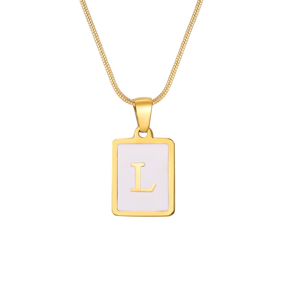 Letter Necklace Stainless Steel Square Card Pendant Necklace Multifuntional Chain Necklaces Suitable for Daily and Party