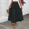 Damen Modischer Einfarbiger Spitzen Elastischer Hoher Bund Böhmischer Stil Lässiger A-Linien Rock