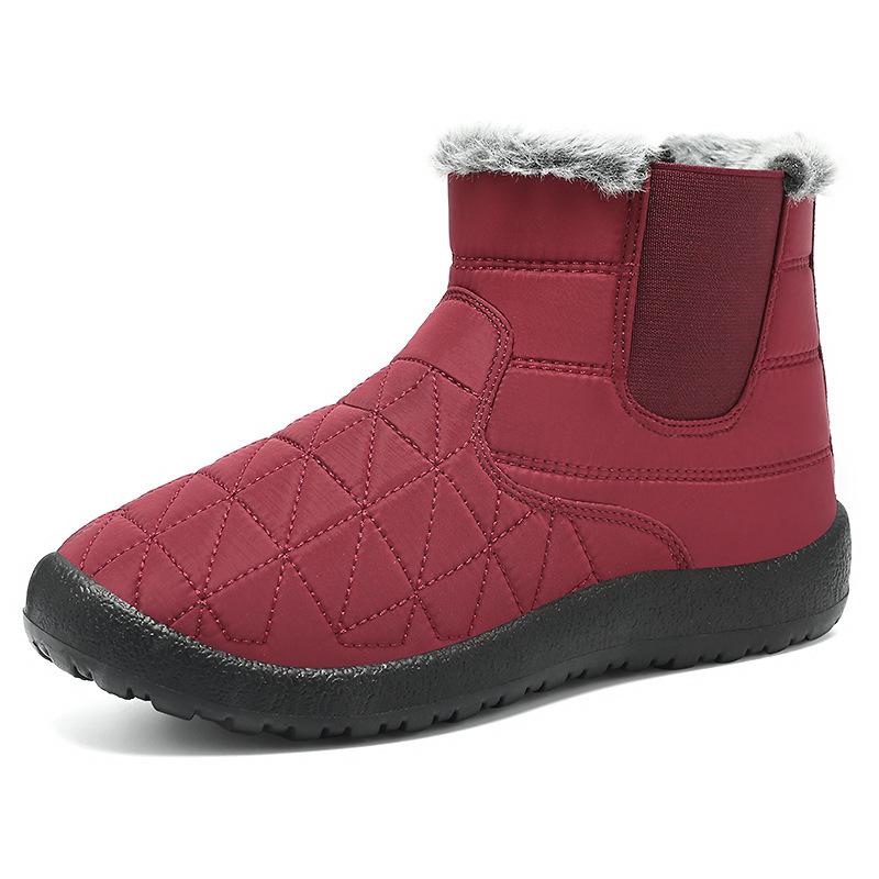 Women's Fashionable and Versatile Warm Padded Lining Snow Boots Comfortable Soft Elastic Thick Sole Cushioning Waterproof Non-slip Cotton Shoes.