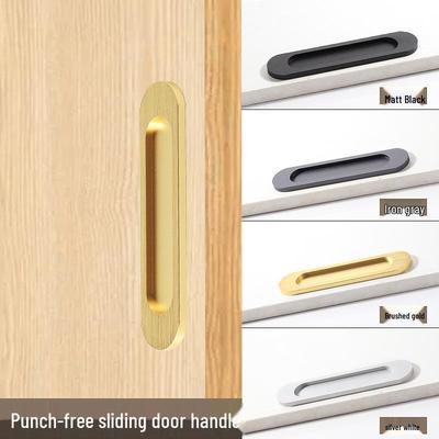 Poignée de porte coulissante adhésive sans perçage dissimulée pour portes en verre, de rangement ou de cuisine