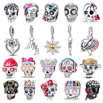 Prachtige Koperen Muzikale Schedel Kralen & Handbotten Dangle Bedel Past op Armband Halloween Hanger Accessoires Cadeaus