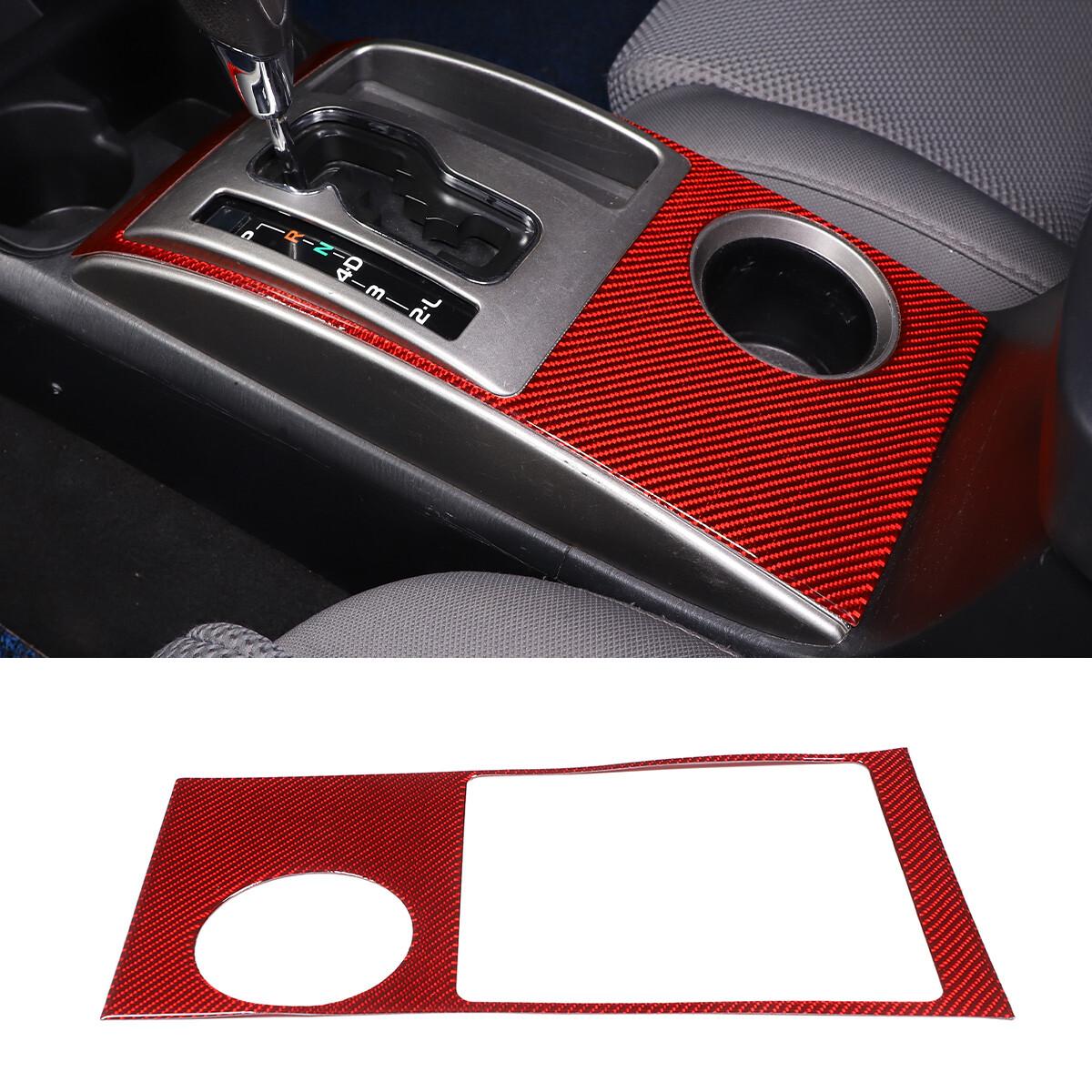 Red Carbon Fiber Gear Shift Panel Cup Holder Cover trim for Toyota Tacoma 11-15
