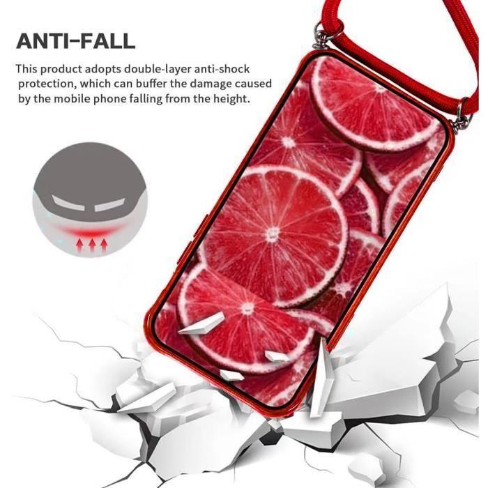 Coque Bandoulière - BOOLING - Pour iPhone 12 - Rouge - Rigide - Mat