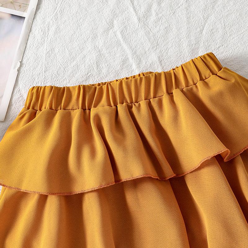 Girls' Summer Outfit Set: Sunflower Sleeveless Top and Cake Skirt Two-Piece Set