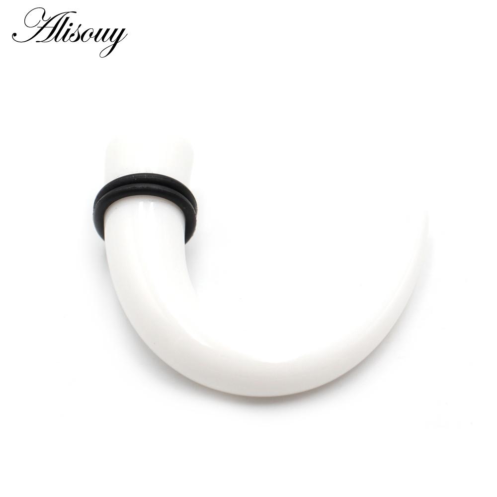 Alisouy 2pcs 1.6mm-11mm Acrylic C Sahpe Buffalo Horn Ear Gauges Ear Taper Stretching Plugs Tunnel Expander Body Piercing Jewelry