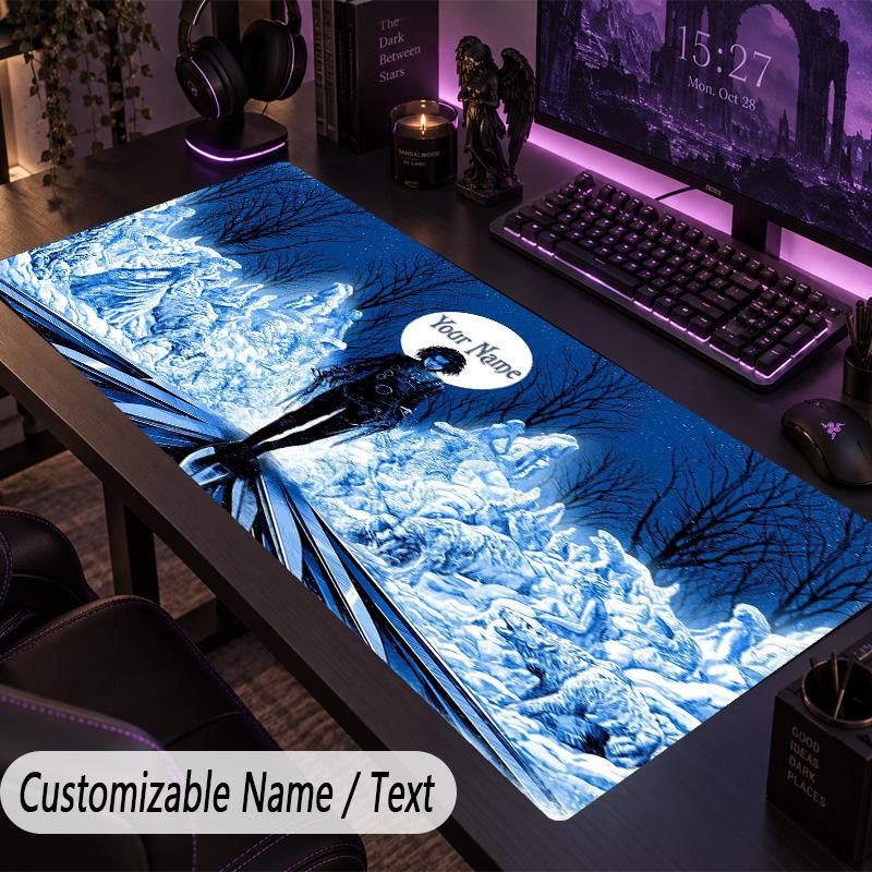 Custom Text Big Mousepad, Extended Desk Pad For Laptop Work GameEdward Scissorhands