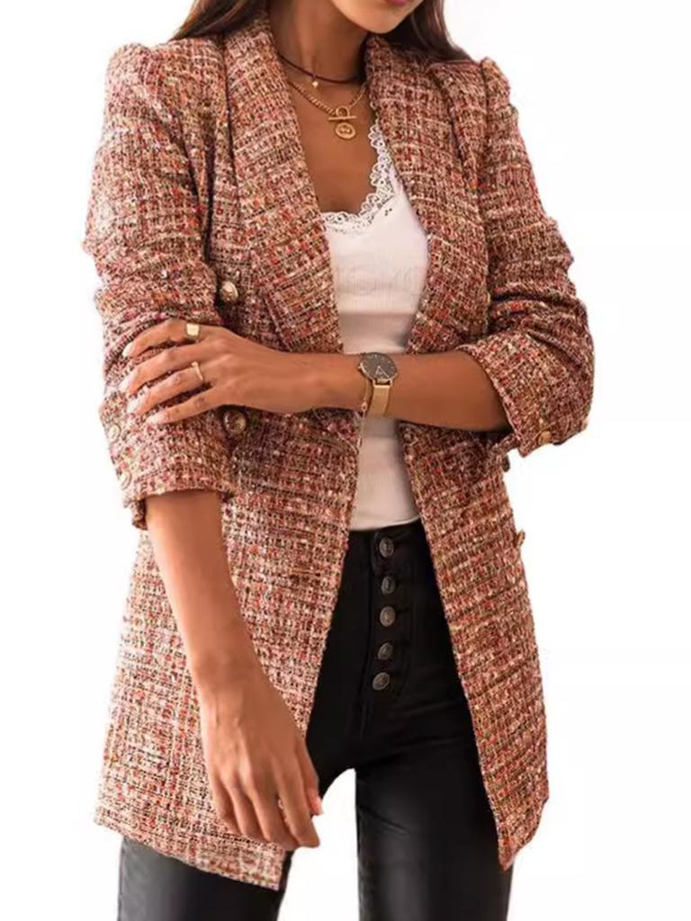 Giacca Blazer Corta da Donna Nuova a Manica Lunga con Stampa Floreale