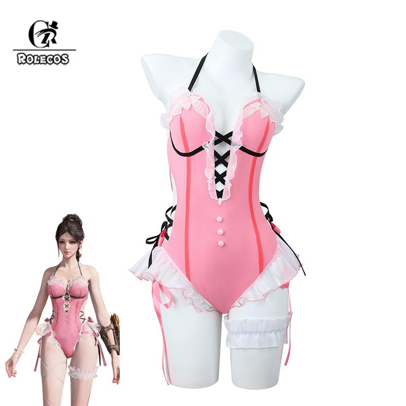Naraka Cos Bladepoint Jumpsuit Feria Shen Cosplay Costume Pink Swimsuit Sexy Women Swimwear