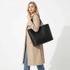 Fashion Litchi Texture Tote Bag Leather Large Capacity Shoulder Bag Crossbody Snap Button Design Handbags Women