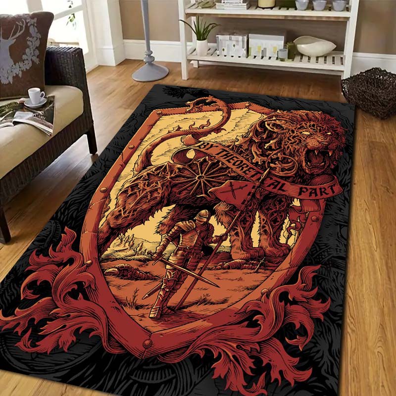 Viking Norse Rune Symbol Print Area Rug Non‑Slip Soft Floor Carpet Bedroom Living Room Present Indoor Home Lounge Bedding Decor